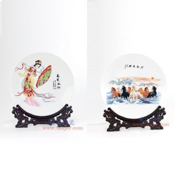 pukoo-001-景德镇陶瓷 纯手工釉上彩 10寸瓷盘 摆盘挂盘 赏盘瓷盘