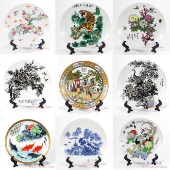 pukoo-001-景德镇陶瓷 纯手工釉上彩10寸瓷盘摆盘 挂盘 赏盘瓷盘