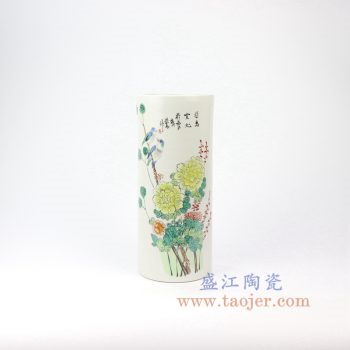 RZIH11_景德镇陶瓷 花鸟岁寒三友帽筒 民国手绘瓷器
