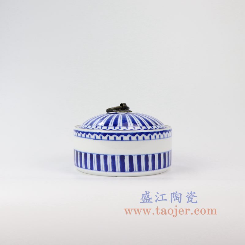 盛江陶瓷 手绘青花茶叶罐盖罐储物罐
