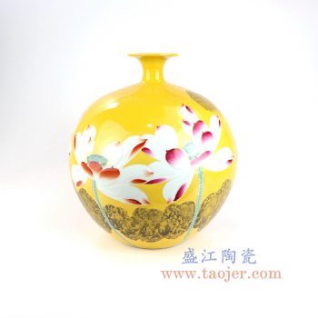 RZNP03_景德镇陶瓷 名人大师手绘香远益清石榴瓶 工艺品家居摆件收藏佳品