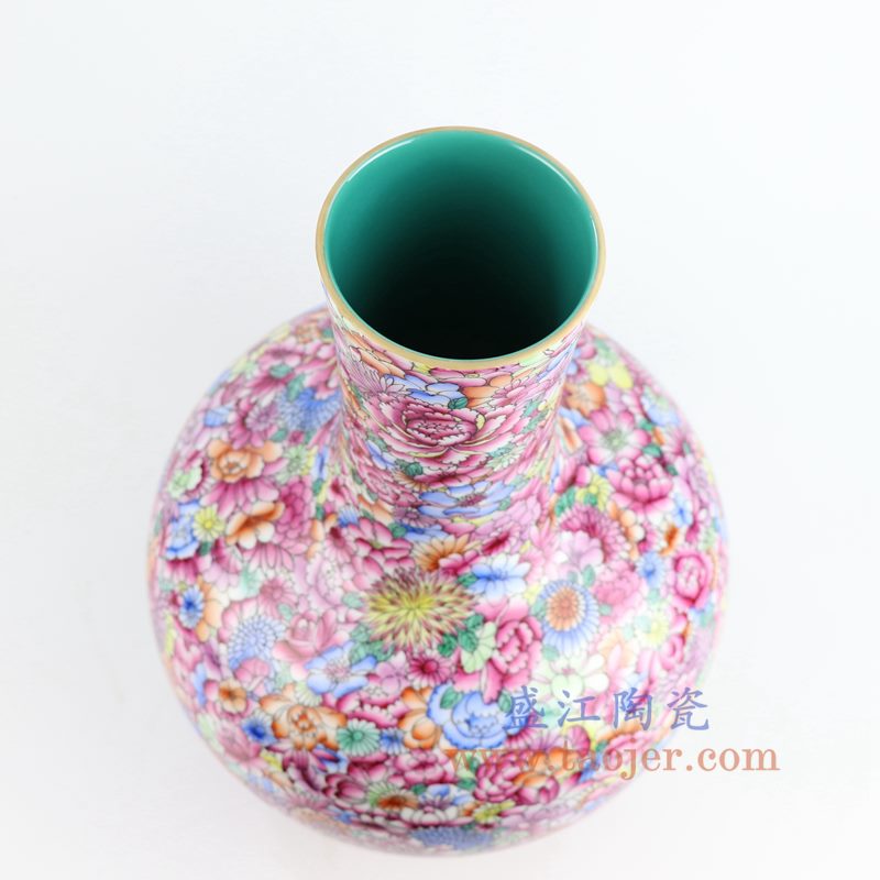 RZLS04_盛江陶瓷 重工粉彩万花天球瓶