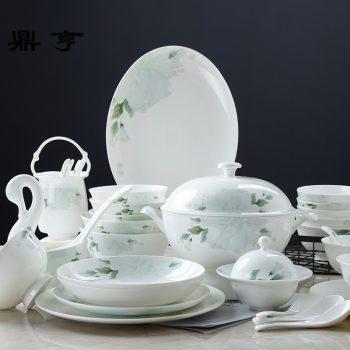 ZPK-238景德镇骨瓷餐具套装碗盘碗碟组合家用中式清新家用吃饭60头颜如玉