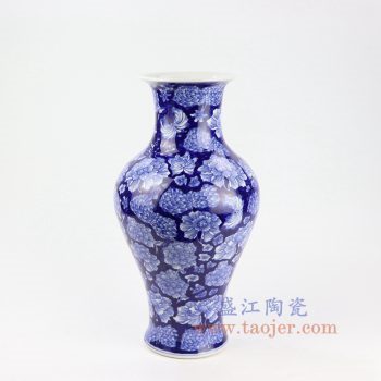RYCI57-A 景德镇陶瓷 纯手工 蓝底 青花 鱼尾瓶
