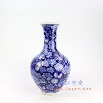 RYCI57-C 景德镇陶瓷 纯手工 蓝底 青花 赏瓶