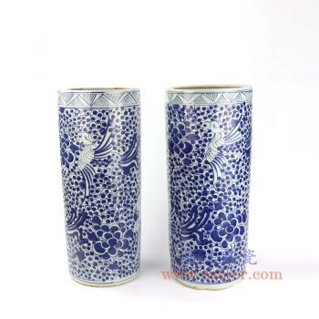 RZKT09-B-C 景德镇陶瓷 纯手工 仿古 青花缠枝 箭筒 伞筒