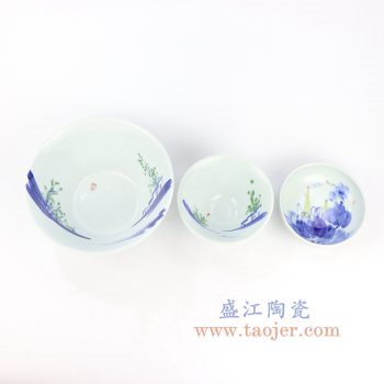 RZOC03-05 景德镇陶瓷 手绘青花山水写意 小碗小蝶
