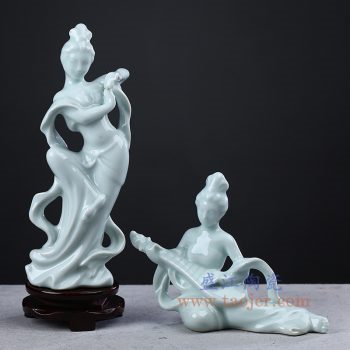 RZON01 景德镇陶瓷 纯手工青釉敦煌壁画飞天仕女