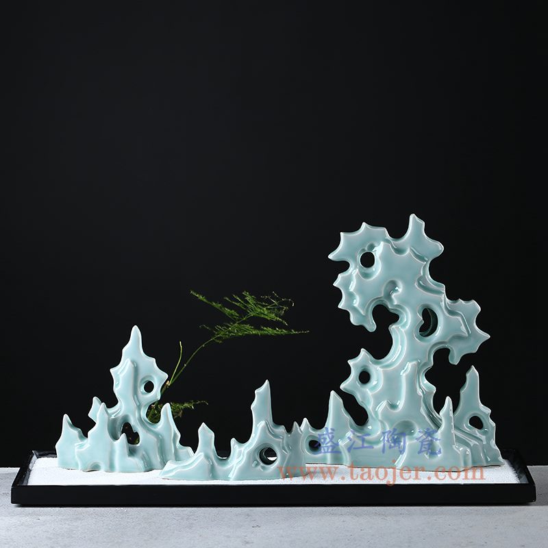 上图:RZON04盛江陶瓷 纯手工 影青创意假山 太湖石禅意陶瓷摆件 组合图