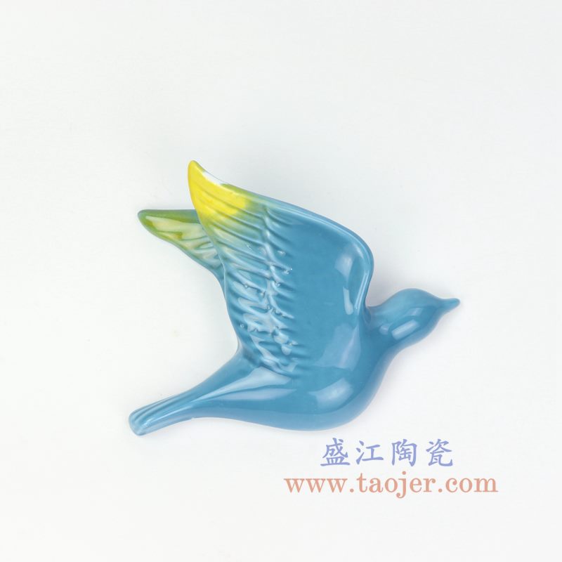 上图：RZOS02-D 盛江陶瓷 纯手工 高温瓷低温颜色釉  燕子 雕塑墙饰壁饰 D款  