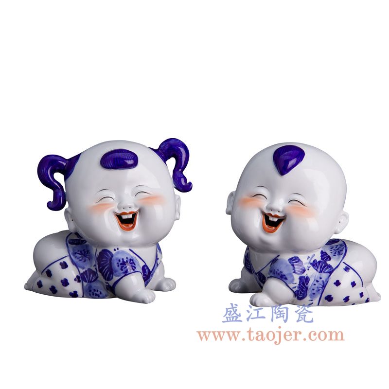 RZGB07 盛江陶瓷 纯手工青花禅意佛系瓷娃娃结婚礼物卧室装饰摆件
