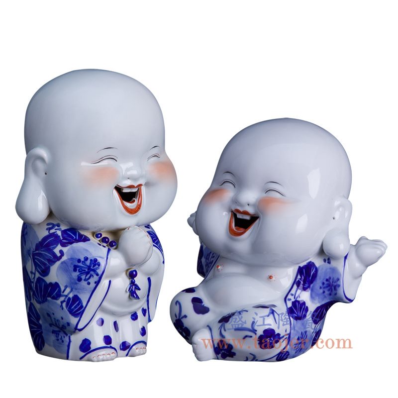RZGB08 盛江陶瓷 纯手工青花禅意佛系瓷娃娃结婚礼物卧室装饰摆件