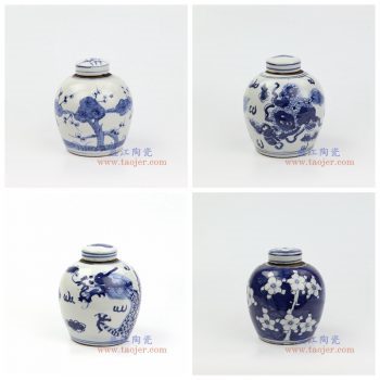 RZKT10-景德镇陶瓷 仿古 手工手绘 青花 陶瓷罐 盖罐 储物罐
