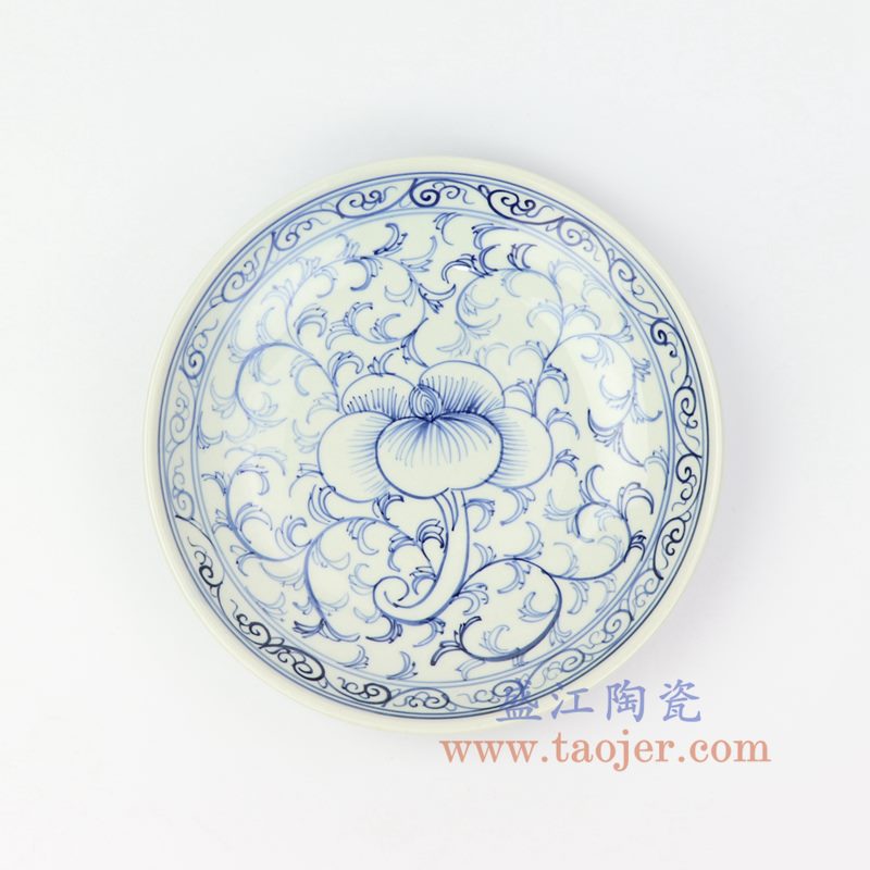 RZIQ09 盛江陶瓷 仿古青花缠枝小盘 赏盘