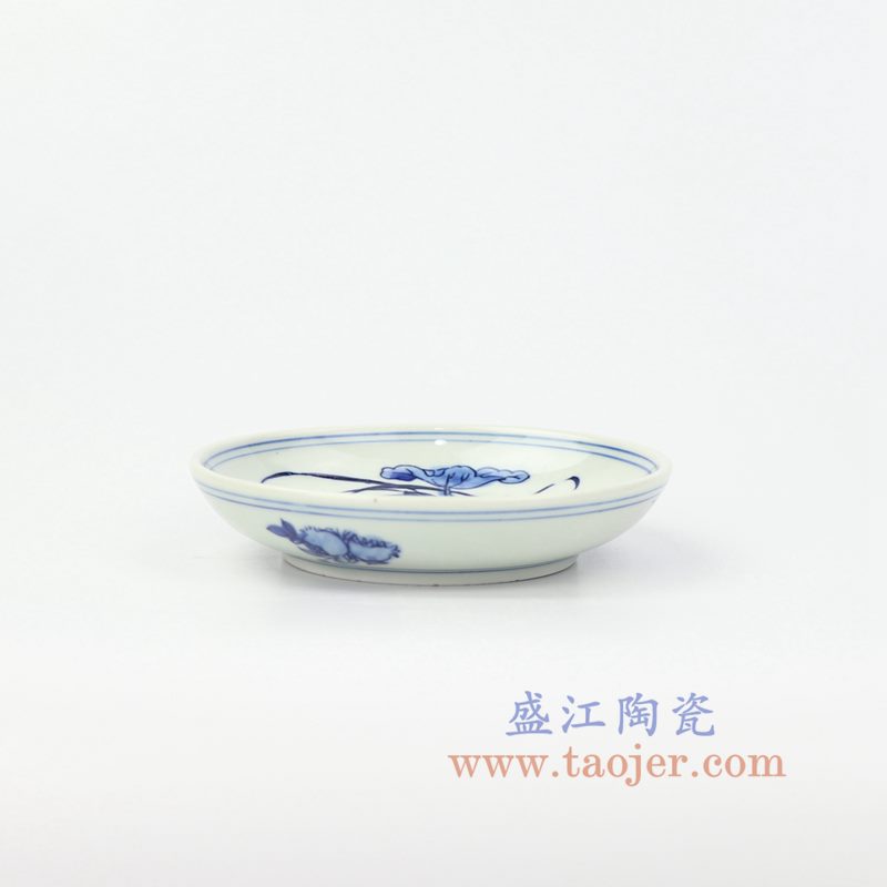 RZIQ10 盛江陶瓷 仿古青花手绘兰花小盘 赏盘