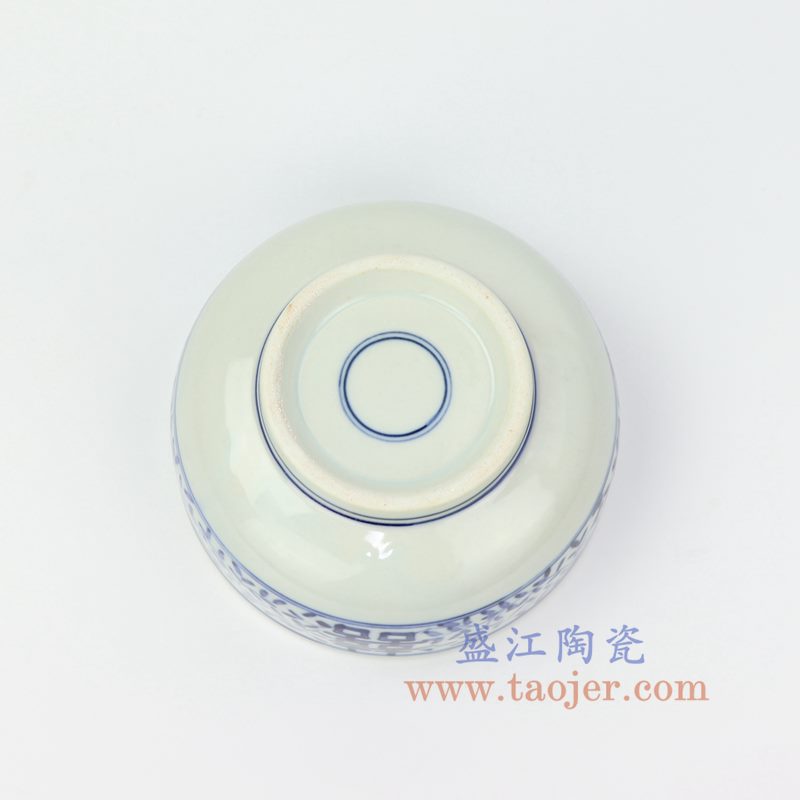 上图:RZIQ15 盛江陶瓷 仿古青花缠枝莲双喜碗 大