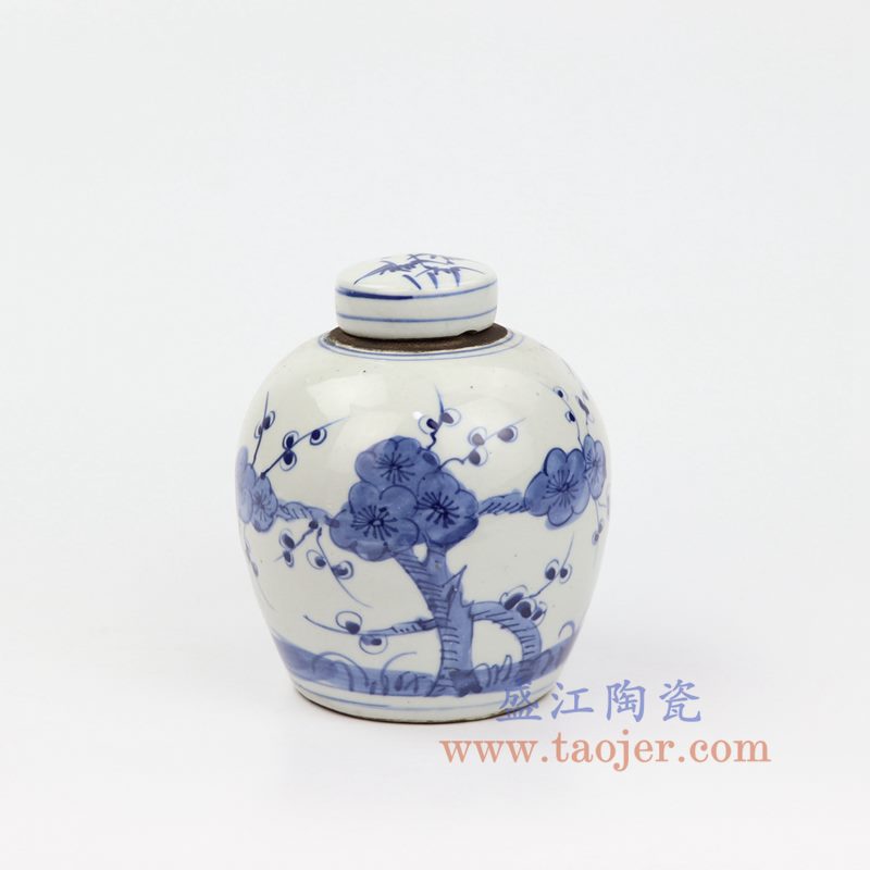 上图:RZKT10-A 盛江陶瓷 仿古 手工手绘 青花 陶瓷罐 盖罐 储物罐