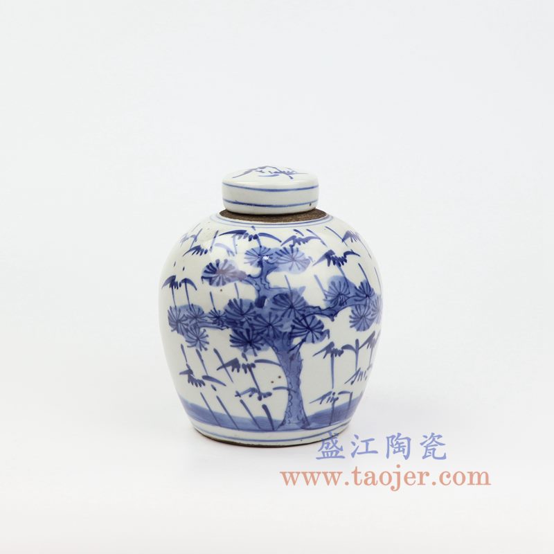 上图:RZKT10-A 盛江陶瓷 仿古 手工手绘 青花 陶瓷罐 盖罐 储物罐