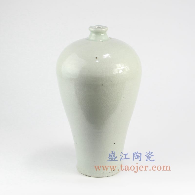 上图:RZNA08 盛江陶瓷 仿古全手工 明朝 纯白 梅瓶 花插花瓶