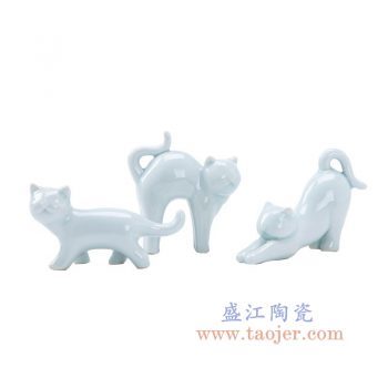 RZOM01 景德镇陶瓷 纯手工创意可爱猫咪陶瓷动物装饰小摆件