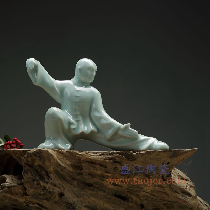 上图:RZON03-C 盛江陶瓷 纯手工雕刻太极新中式人物书房陶瓷摆件 C款