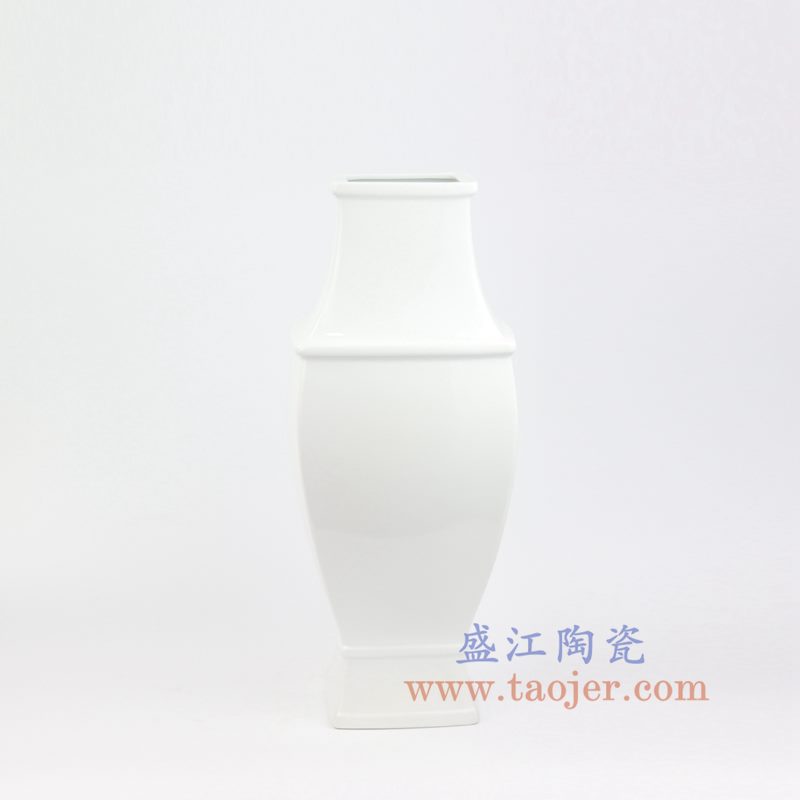 上图:RZOS01 盛江陶瓷 纯手工 白色四方 花插花瓶