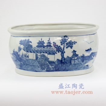 RYVM33 景德镇陶瓷 青花山水花盆
