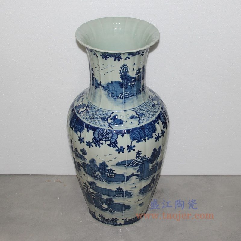 RZOY02 盛江陶瓷陶瓷青花山水赏瓶