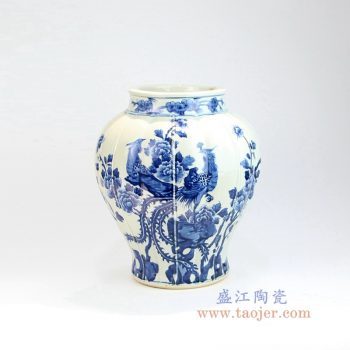 RZOY04 景德镇陶瓷 手绘青花花鸟凤凰图案陶瓷罐