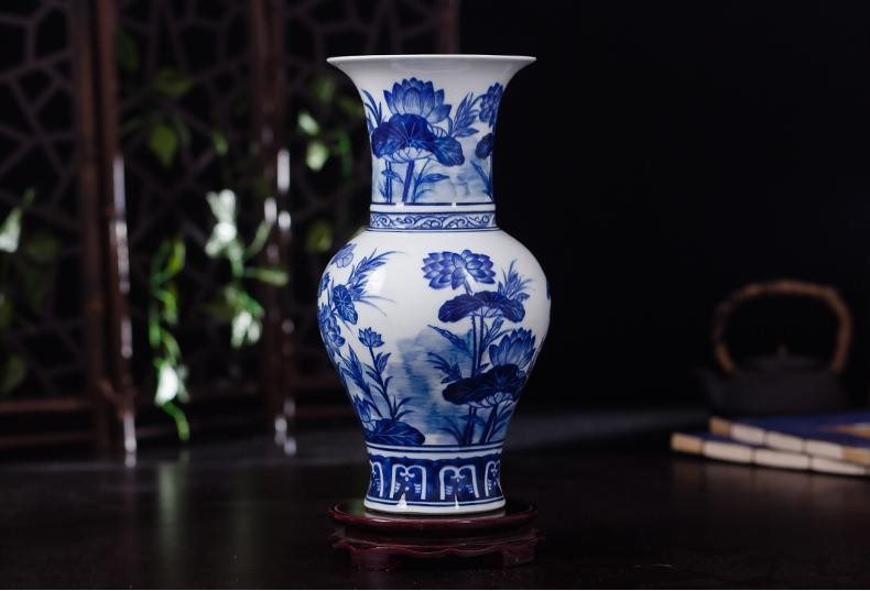 RZKD20 盛江陶瓷手绘青花花菇瓶