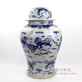 RZKY17-DS 景德镇 青花狮子纹将军罐灯具