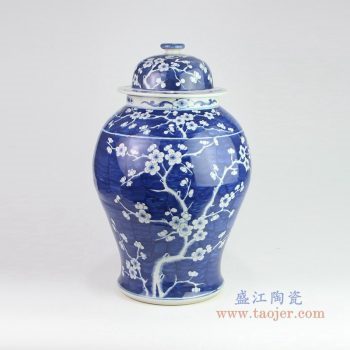 RZOY08 景德镇陶瓷 带盖陶瓷手绘冰梅将军罐