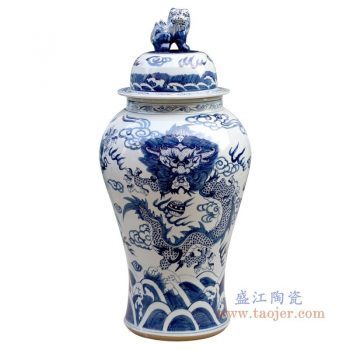 RYWY06-b 景德镇陶瓷 手绘青花龙纹将军罐