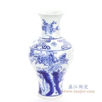 RYCI62 景德镇陶瓷 仿古做旧青花瓷花鸟赏瓶