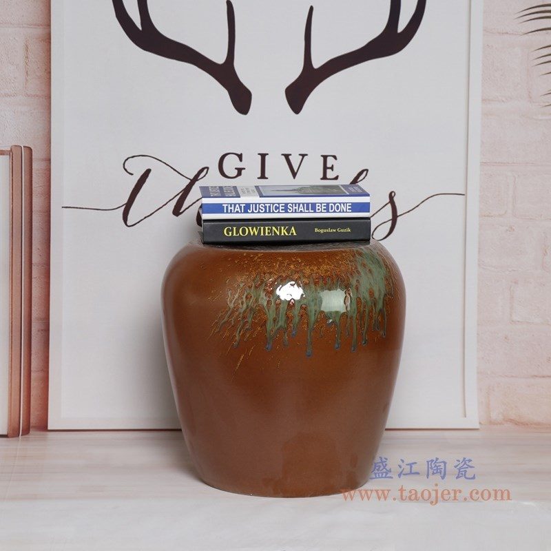 RYIR134-B 盛江陶瓷 陶瓷窑变色釉换鞋矮凳客厅小茶几边几凉墩