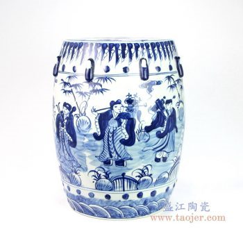 RYNQ251-C 景德镇陶瓷 青花瓷器梳妆凳坐墩时尚家居庭院客厅样板间摆件边几瓷凳子