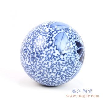 RYPU23-G 景德镇陶瓷 青花陶瓷球装饰装修 家居摆件 鱼池鱼缸装饰
