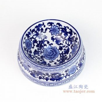RYPU53 景德镇陶瓷 手绘青花狗食盘