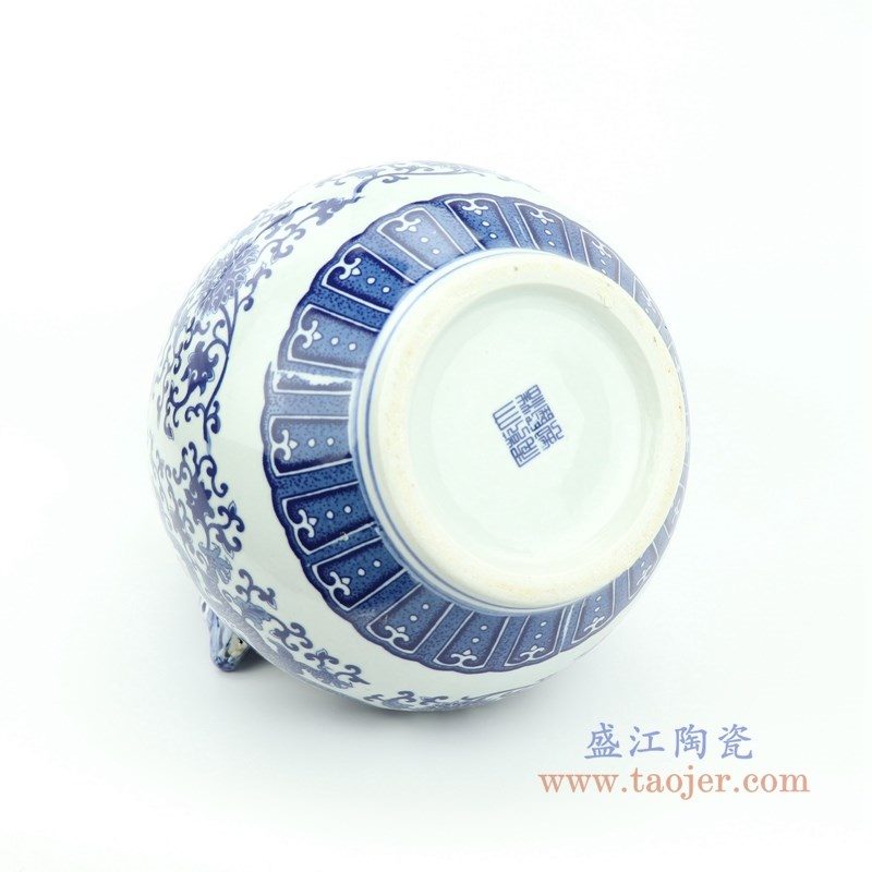 RYUJ21 盛江陶瓷 青花瓷缠枝莲龙纹双耳花瓶