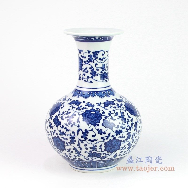 RYUJ25 盛江陶瓷 青花瓷缠枝莲花瓶