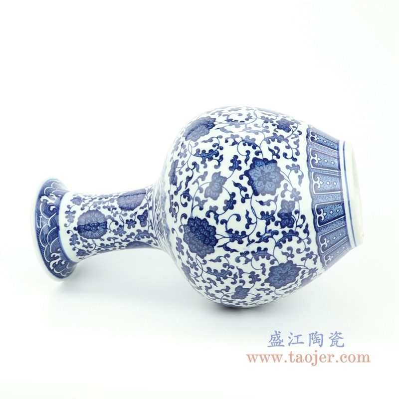 RYUJ26 盛江陶瓷 青花瓷缠枝莲插花花瓶