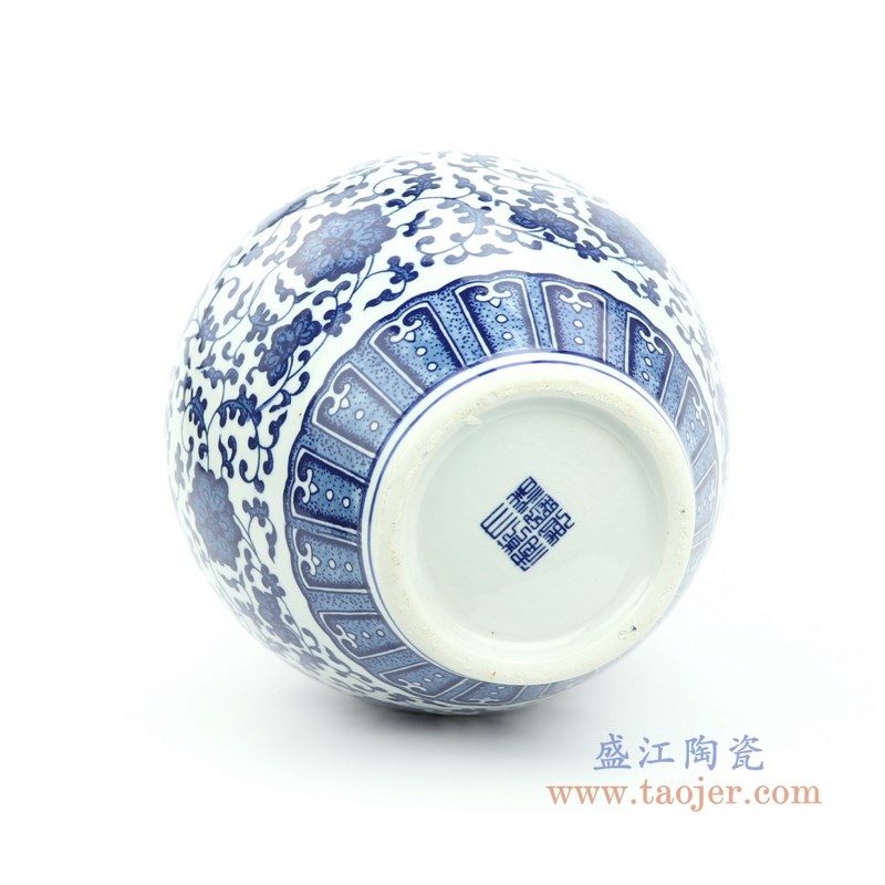 RYUJ26 盛江陶瓷 青花瓷缠枝莲插花花瓶