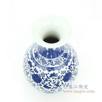 RYUJ27 景德镇陶瓷 青花瓷缠枝莲插花花瓶