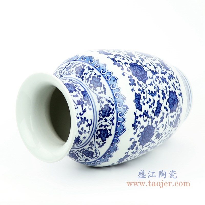 RYUJ28 盛江陶瓷 青花瓷缠枝莲插花花瓶