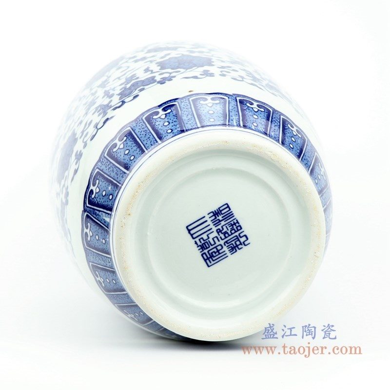 RYUJ28 盛江陶瓷 青花瓷缠枝莲插花花瓶