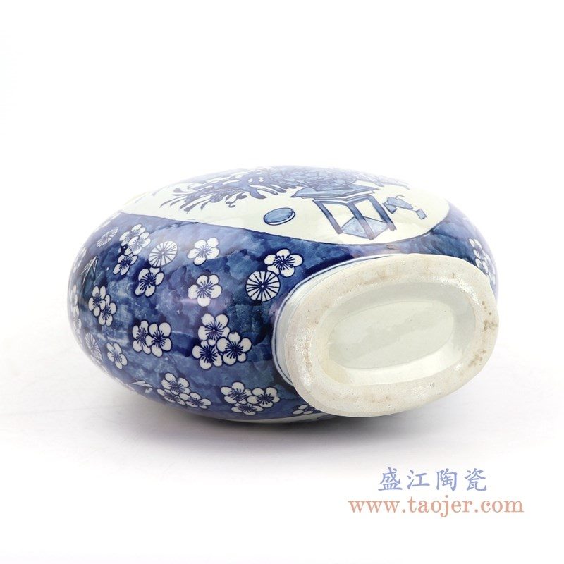 RYWD25 盛江陶瓷 青花博古双耳大扁瓶