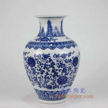 RZKD03 景德镇陶瓷 青花瓷缠枝莲纹罗汉瓶