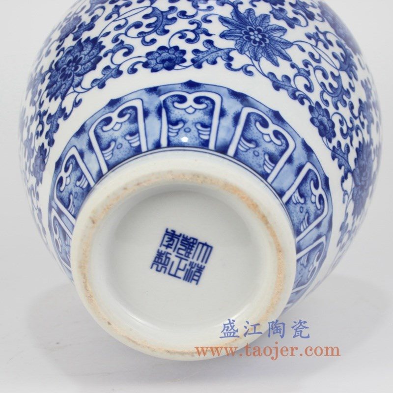 RZKD03盛江陶瓷 青花瓷缠枝莲纹罗汉瓶