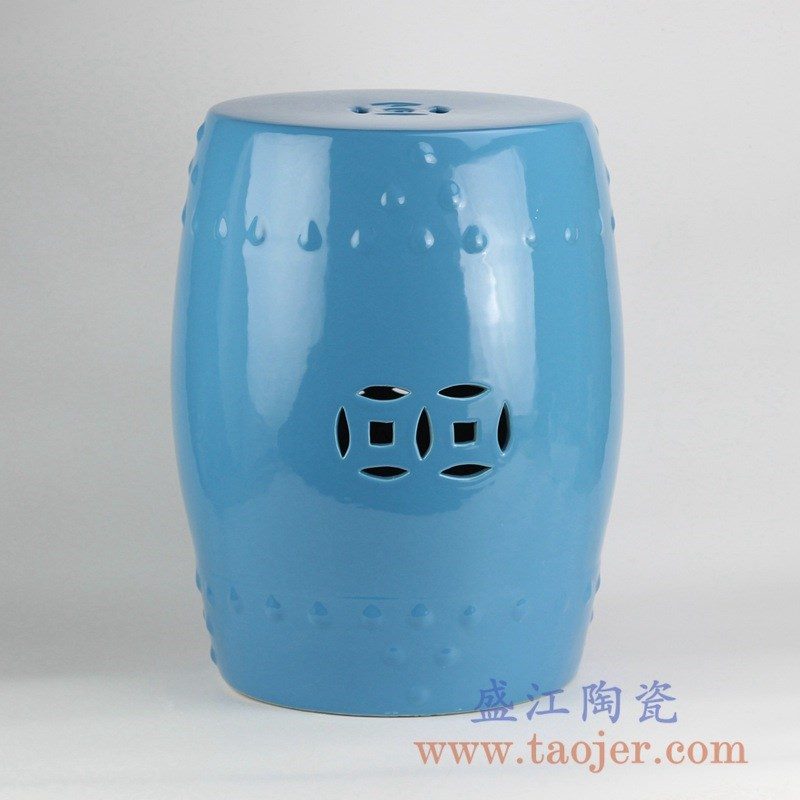 RZKL03-E 盛江陶瓷 陶瓷高温单色釉鼓凳凉墩凳子家居摆饰圆凳