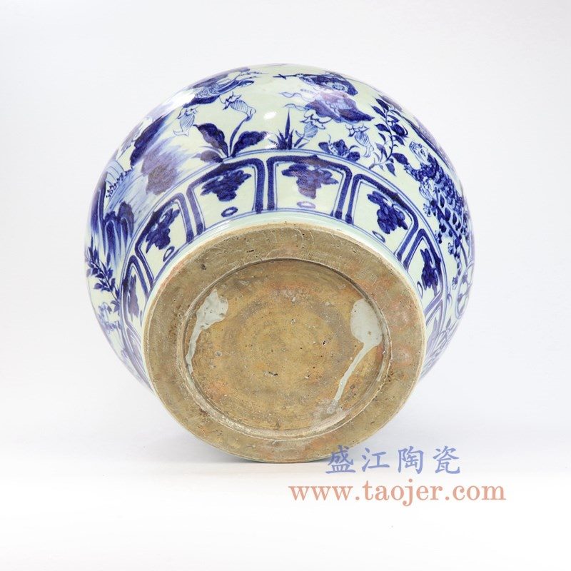 RZLQ11 盛江陶瓷 元青花人物鬼谷子下山图纹罐